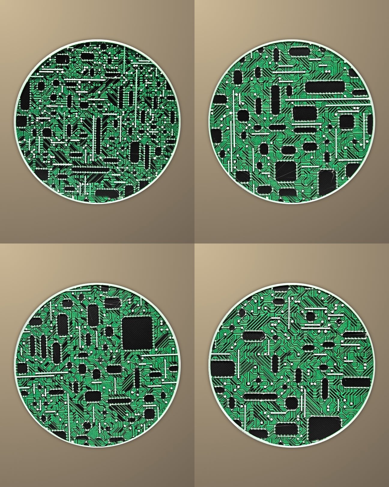 סט 4 תחתיות לכוסות - מעגלים חשמליים - פרפקט תלת - מימד