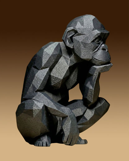 פסל - שימפנזה חושב - פרפקט תלת - מימד
