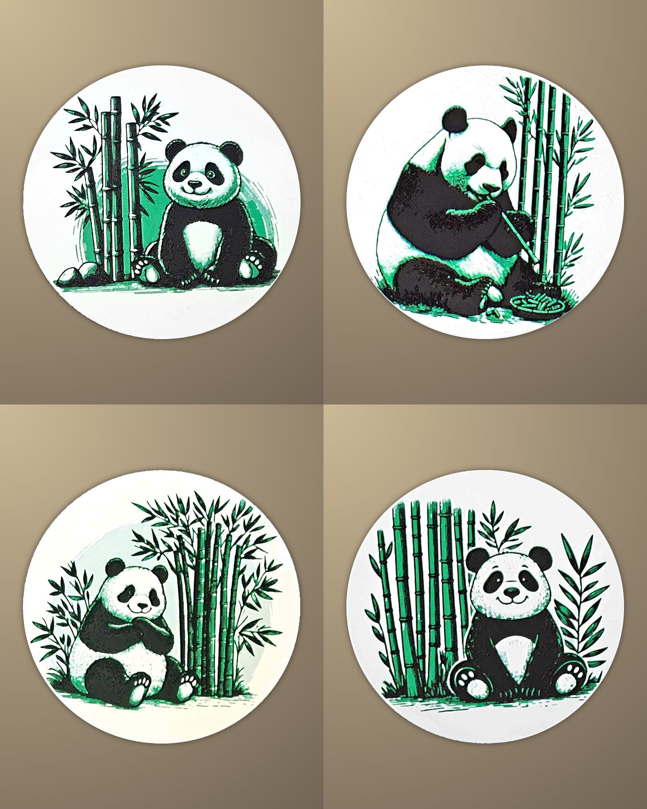 4 תחתיות לכוסות - פנדות - פרפקט תלת - מימד