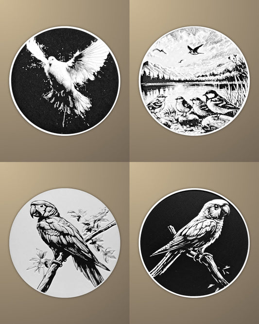 סט 4 תחתיות לכוסות - ציפורים - פרפקט תלת - מימד