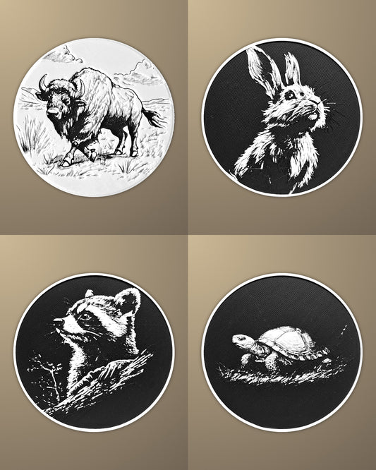 סט 4 תחתיות לכוסות - חיות - פרפקט תלת - מימד