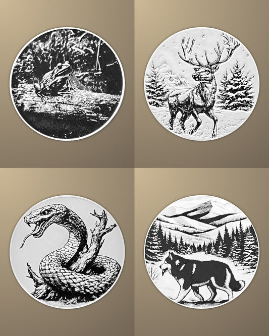 סט 4 תחתיות לכוסות - חיות - פרפקט תלת - מימד