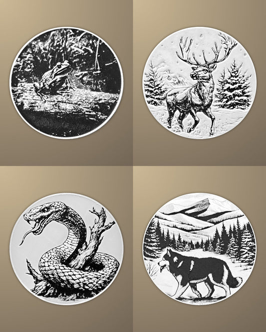 סט 4 תחתיות לכוסות - חיות - פרפקט תלת - מימד