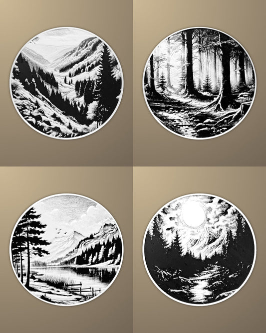 סט 4 תחתיות לכוסות - נוף - פרפקט תלת - מימד