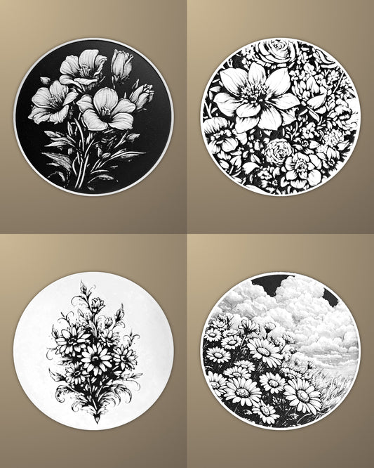 סט 4 תחתיות לכוסות - פרחים - פרפקט תלת - מימד