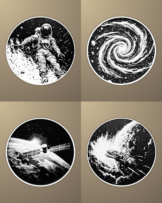 סט 4 תחתיות לכוסות - חלל - פרפקט תלת - מימד