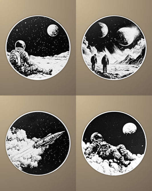 סט 4 תחתיות לכוסות - חלל - פרפקט תלת - מימד