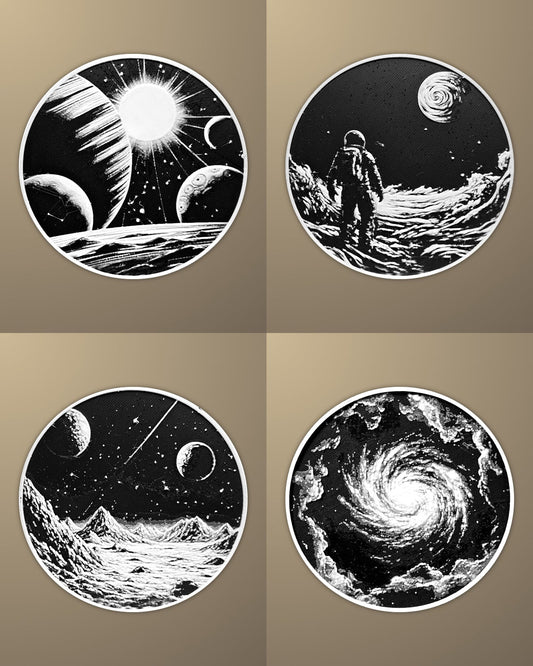 סט 4 תחתיות לכוסות - חלל - פרפקט תלת - מימד