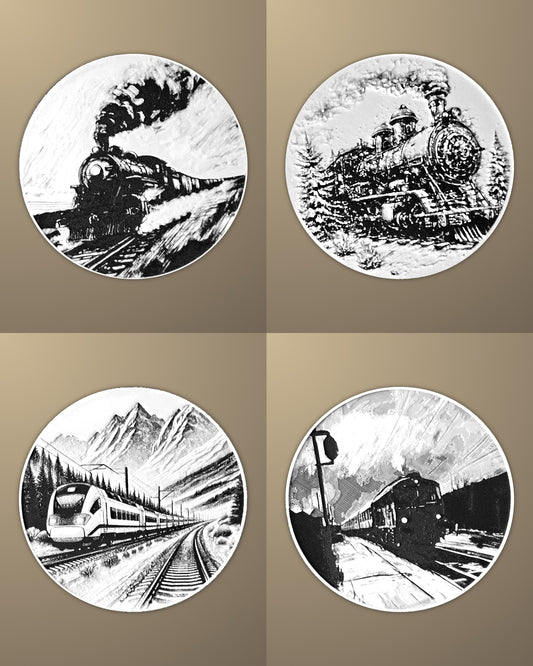 סט 4 תחתיות לכוסות - כלי תחבורה - פרפקט תלת - מימד