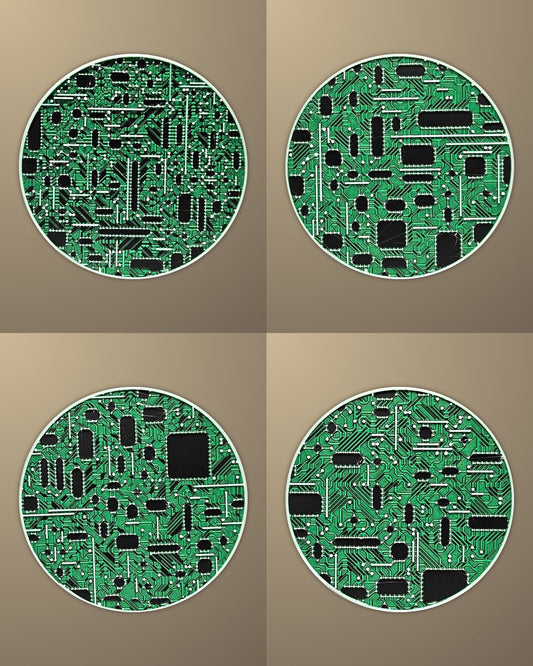 סט 4 תחתיות לכוסות - מעגלים חשמליים - פרפקט תלת - מימד