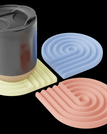 סט 3 תחתיות לכוסות - שבילי צבע - פרפקט תלת - מימד