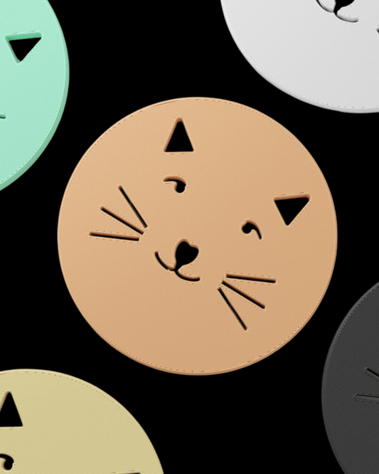 סט 4 תחתיות לכוסות - חתולי חיוך - פרפקט תלת - מימד