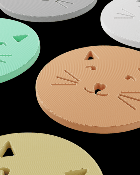 סט 4 תחתיות לכוסות - חתולי חיוך - פרפקט תלת - מימד