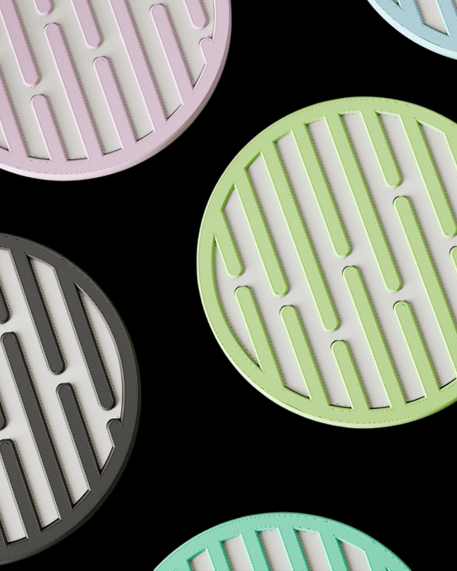 סט 3 תחתיות לכוסות - פסי זרימה - פרפקט תלת - מימד