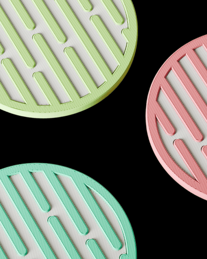 סט 3 תחתיות לכוסות - פסי זרימה - פרפקט תלת - מימד