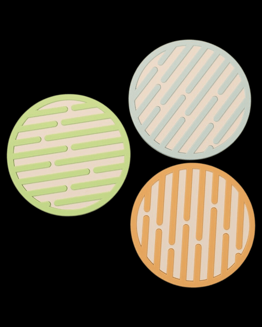 סט 3 תחתיות לכוסות - פסי זרימה - פרפקט תלת - מימד