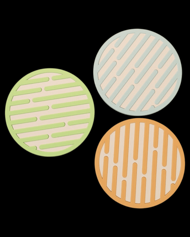 סט 3 תחתיות לכוסות - פסי זרימה - פרפקט תלת - מימד