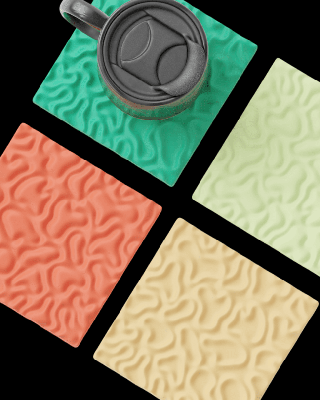 סט 4 תחתיות לכוסות - מרקם קסום - פרפקט תלת - מימד