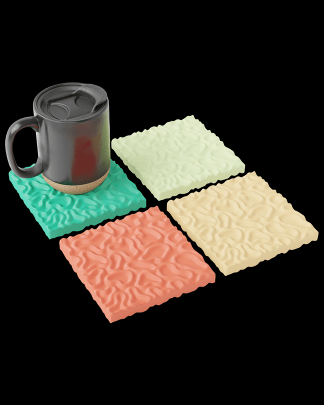 סט 4 תחתיות לכוסות - מרקם קסום - פרפקט תלת - מימד